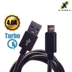 Cabo USB Micro USB/V8 Turbo Blindado Inox 1m 4.0A X-Cell XC-CD-54